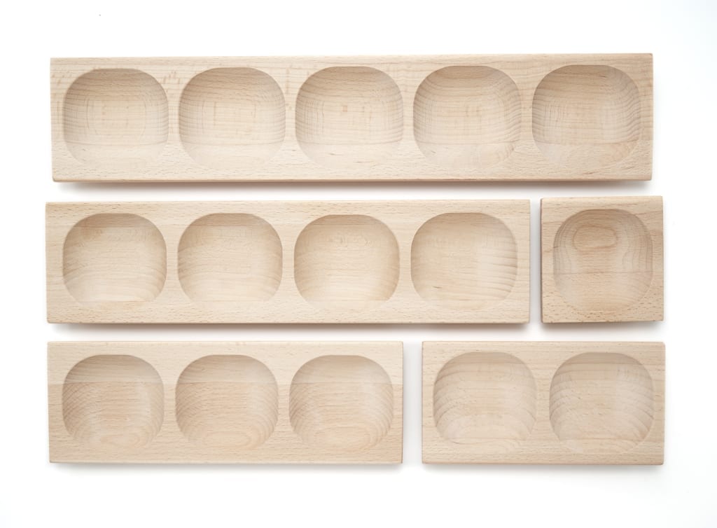 Wooden Number Frames Set of 5 Math Learning Counting Trays